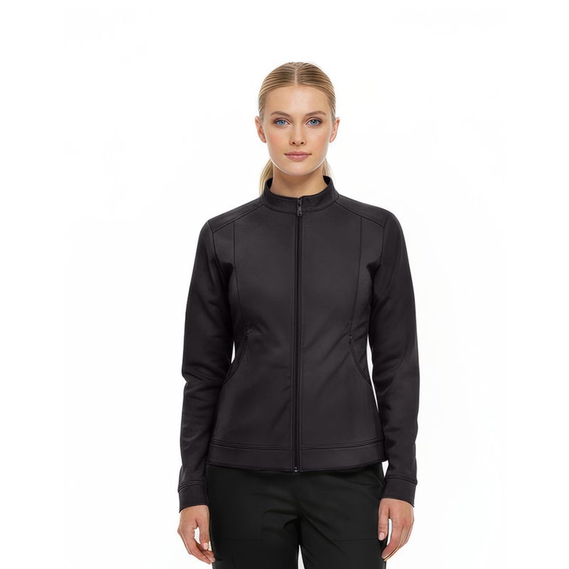 Natural Uniforms Women's Ultra Soft Stretch Zip Up Scrub Jacket (Black, Medium) - Image 1